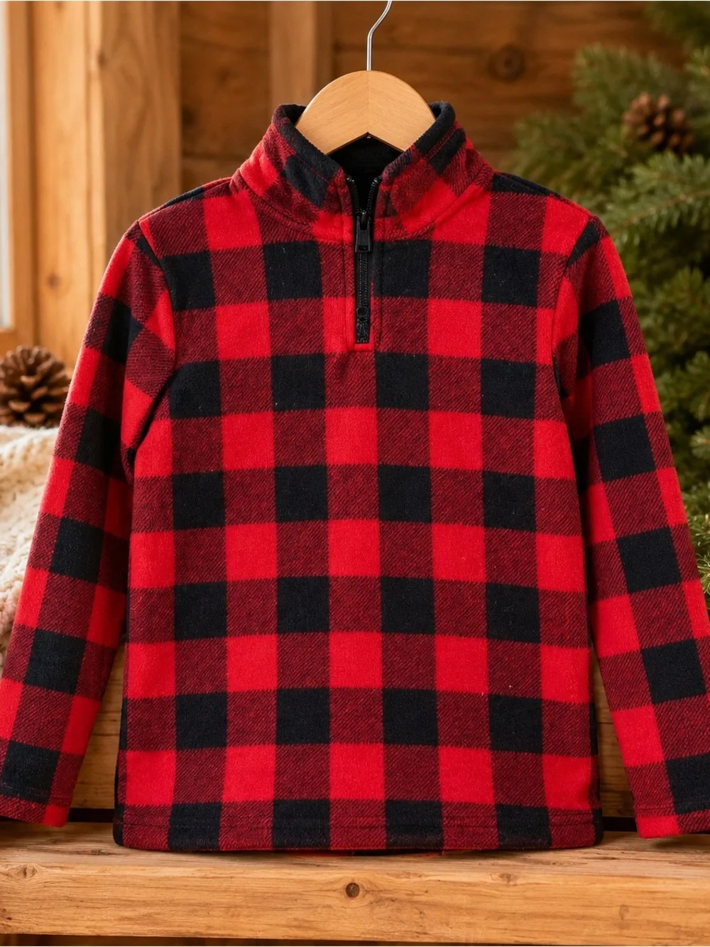 The Children’s Place Boys Buffalo Plaid Fleece 7/8